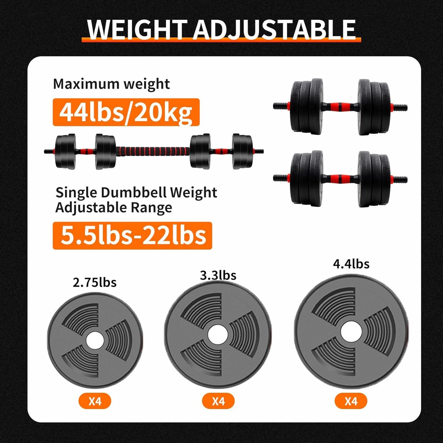 Adjustable Dumbbell-to-Barbell Set