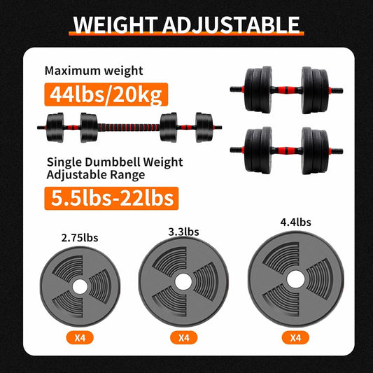 Adjustable Dumbbell-to-Barbell Set