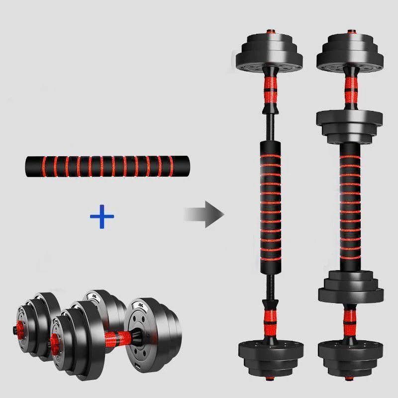 Adjustable Dumbbell-to-Barbell Set