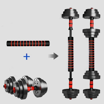 Adjustable Dumbbell-to-Barbell Set