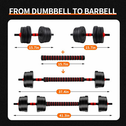Adjustable Dumbbell-to-Barbell Set